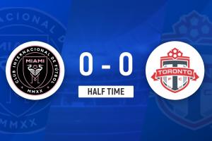 半场-苏亚雷斯失单刀梅西先发迈阿密仅1射正 迈阿密国际0-0多伦多